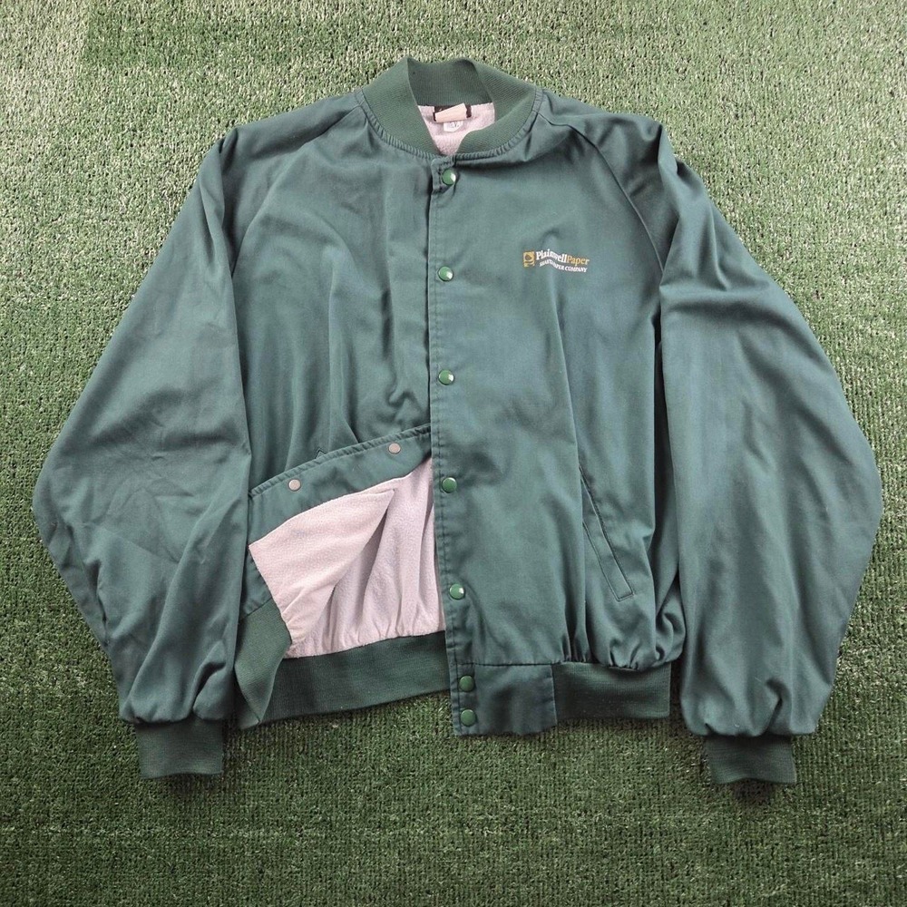 Nemesis Sportswear Mens Green Plainwell Paper Bomber Jacket XL Made in USA Union